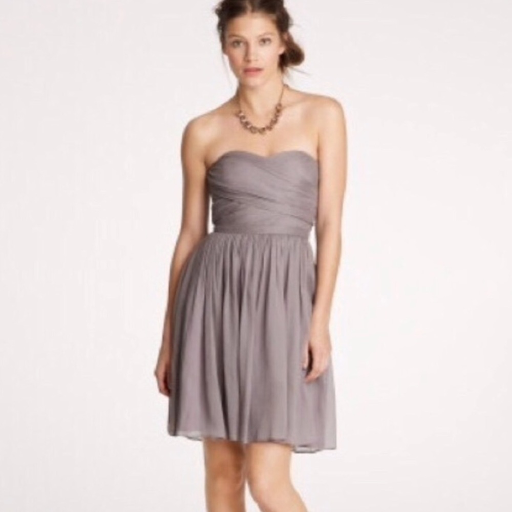 J crew silk strapless dress